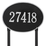 Hawthorne Oval Address Plaque with a Black & Silver Finish, Estate Lawn Size with One Line of Text