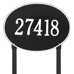 Hawthorne Oval Address Plaque with a Black & White Finish, Estate Lawn Size with One Line of Text