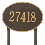 Hawthorne Oval Address Plaque with a Bronze & Gold Finish, Estate Lawn Size with One Line of Text