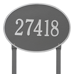 Hawthorne Oval Address Plaque with a Pewter & Silver Finish, Estate Lawn Size with One Line of Text