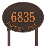 Hawthorne Oval Address Plaque with a Oil Rubbed Bronze Finish, Estate Lawn with Two Lines of Text