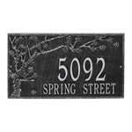 Personalized Spring Blossom Black & Silver Finish, Estate Wall with Two Lines of Text