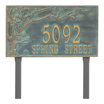 Personalized Spring Blossom Bronze & Verdigris Finish, Estate Lawn with Two Lines of Text