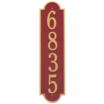 Personalized Richmond Style Vertical Estate Wall Plaque with a Red & Gold Finish