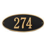 Madison Oval Black & Gold Finish, Standard Wall Mount with One Line of Text
