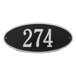 Madison Oval Black & Silver Finish, Standard Wall Mount with One Line of Text