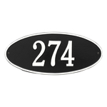 Madison Oval Black & White Finish, Standard Wall Mount with One Line of Text