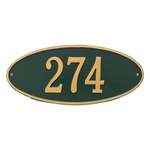 Madison Oval Green & Gold Finish, Standard Wall Mount with One Line of Text