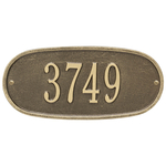 Oval Plaque with a Antique Brass Finish, Standard Wall Mount with One Line of Text