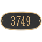 Oval Plaque with a Black & Gold Finish, Standard Wall Mount with One Line of Text
