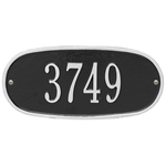 Oval Plaque with a Black & Silver Finish, Standard Wall Mount with One Line of Text