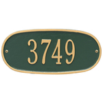 Oval Plaque with a Green & Gold Finish, Standard Wall Mount with One Line of Text