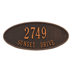 Madison Style Oval Shape Address Plaque with a Oil Rubbed Bronze Finish, Standard Wall Mount with Two Lines of Text
