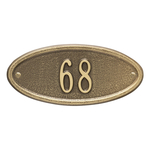 Madison Style Oval Shape Address Plaque with a Antique Brass Petite Wall Mount with One Line of Text