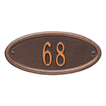 Madison Style Oval Shape Address Plaque with a Antique Copper Petite Wall Mount with One Line of Text