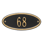 Madison Style Oval Shape Address Plaque with a Black & Gold Petite Wall Mount with One Line of Text