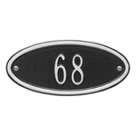 Madison Style Oval Shape Address Plaque with a Black & Silver Petite Wall Mount with One Line of Text