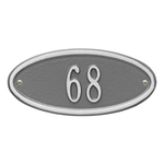 Madison Style Oval Shape Address Plaque with a Pewter & Silver Petite Wall Mount with One Line of Text