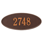 Madison Style Oval Shape Address Plaque with a Antique Copper Finish, Estate Wall Mount with One Line of Text