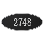 Madison Style Oval Shape Address Plaque with a Black & Silver Finish, Estate Wall Mount with One Line of Text