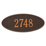 Madison Style Oval Shape Address Plaque with a Oil Rubbed Bronze Finish, Estate Wall Mount with One Line of Text