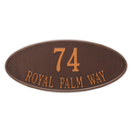 Madison Style Oval Shape Address Plaque with a Antique Copper Finish, Estate Wall Mount with Two Lines of Text