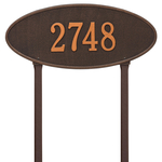 Madison Style Oval Shape Address Plaque with a Oil Rubbed Bronze Finish, Estate Lawn Size with One Line of Text