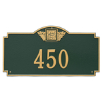 Address Plaque with your Monogram with a Green & Gold Finish, Estate Wall Mount with One Line of Text