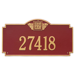 Address Plaque with your Monogram with a Red & Gold Finish, Estate Wall Mount with One Line of Text