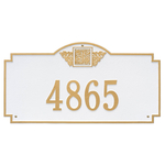 Address Plaque with your Monogram with a White & Gold Finish, Estate Wall Mount with One Line of Text