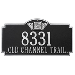 Address Plaque with your Monogram with a Black & Silver Finish, Estate Wall Mount with Two Lines of Text