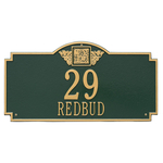 Address Plaque with your Monogram with a Green & Gold Finish, Estate Wall Mount with Two Lines of Text
