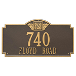 Address Plaque with your Monogram with a Bronze & Gold Finish, Estate Wall Mount with Two Lines of Text