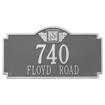 Address Plaque with your Monogram with a Pewter & Silver Finish, Estate Wall Mount with Two Lines of Text