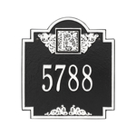 Address Plaque with your Monogram with a Black & White Finish, Standard Wall Mount with One Line of Text