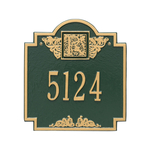 Address Plaque with your Monogram with a Green & Gold Finish, Standard Wall Mount with One Line of Text