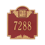 Address Plaque with your Monogram with a Red & Gold Finish, Standard Wall Mount with One Line of Text