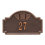 Square Shaped Address Plaque with your Monogram with a Antique Copper Finish, Petite Wall Mount with One Line of Text