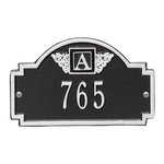 Square Shaped Address Plaque with your Monogram with a Black & Silver Finish, Petite Wall Mount with One Line of Text
