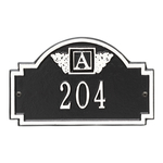 Square Shaped Address Plaque with your Monogram with a Black & White Finish, Petite Wall Mount with One Line of Text