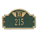 Square Shaped Address Plaque with your Monogram with a Green & Gold Finish, Petite Wall Mount with One Line of Text