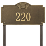 Square Shaped Address Plaque with your Monogram with a Antique Brass Finish, Estate Lawn Size with One Line of Text