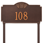 Square Shaped Address Plaque with your Monogram with a Antique Copper Finish, Estate Lawn Size with One Line of Text