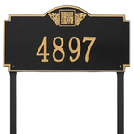Square Shaped Address Plaque with your Monogram with a Black & Gold Finish, Estate Lawn Size with One Line of Text
