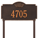 Square Shaped Address Plaque with your Monogram with a Oil Rubbed Bronze Finish, Estate Lawn Size with One Line of Text
