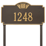 Square Shaped Address Plaque with your Monogram with a Bronze & Gold Finish, Estate Lawn Size with One Line of Text
