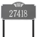 Square Shaped Address Plaque with your Monogram with a Pewter & Silver Finish, Estate Lawn Size with One Line of Text