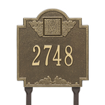 Lawn Style Square Shaped Address Plaque with your Monogram with a Antique Brass Finish