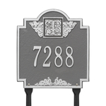 Lawn Style Square Shaped Address Plaque with your Monogram with a Pewter & Silver Finish
