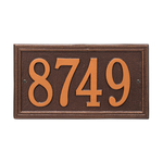 Rectangle Shape Double Line Address Plaque with a Antique Copper Finish, Standard Wall Mount with One Line of Text